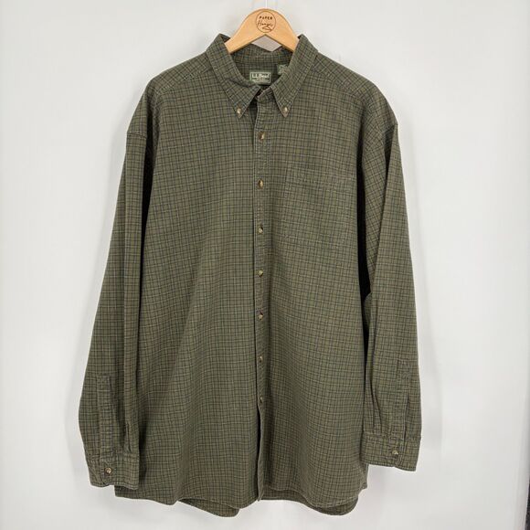 LL Bean Green Plaid Cotton Long Sleeve Button Down Shirt XL-Tall - Picture 1 of 7